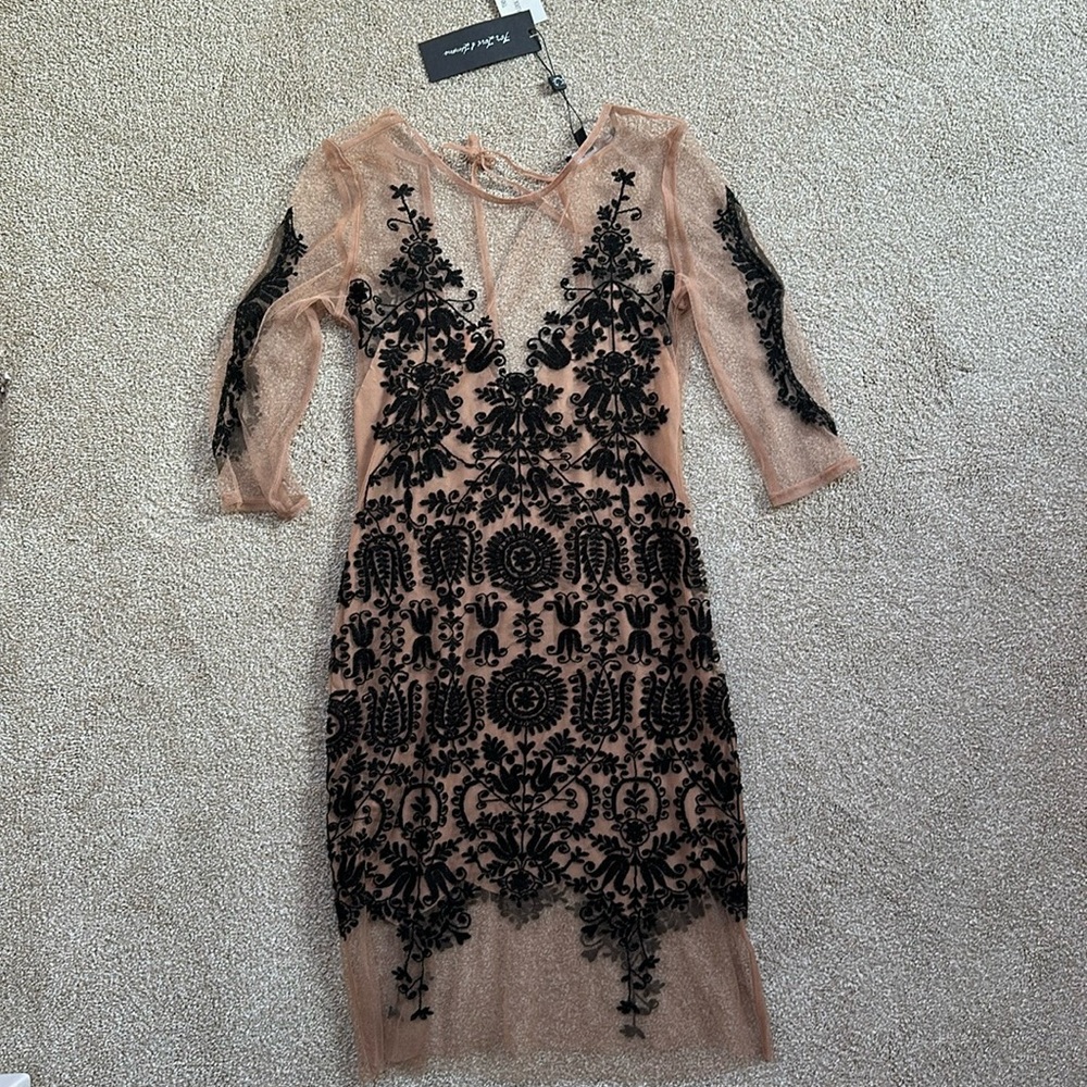 NWT for love and lemons black and nude lace dress size medium